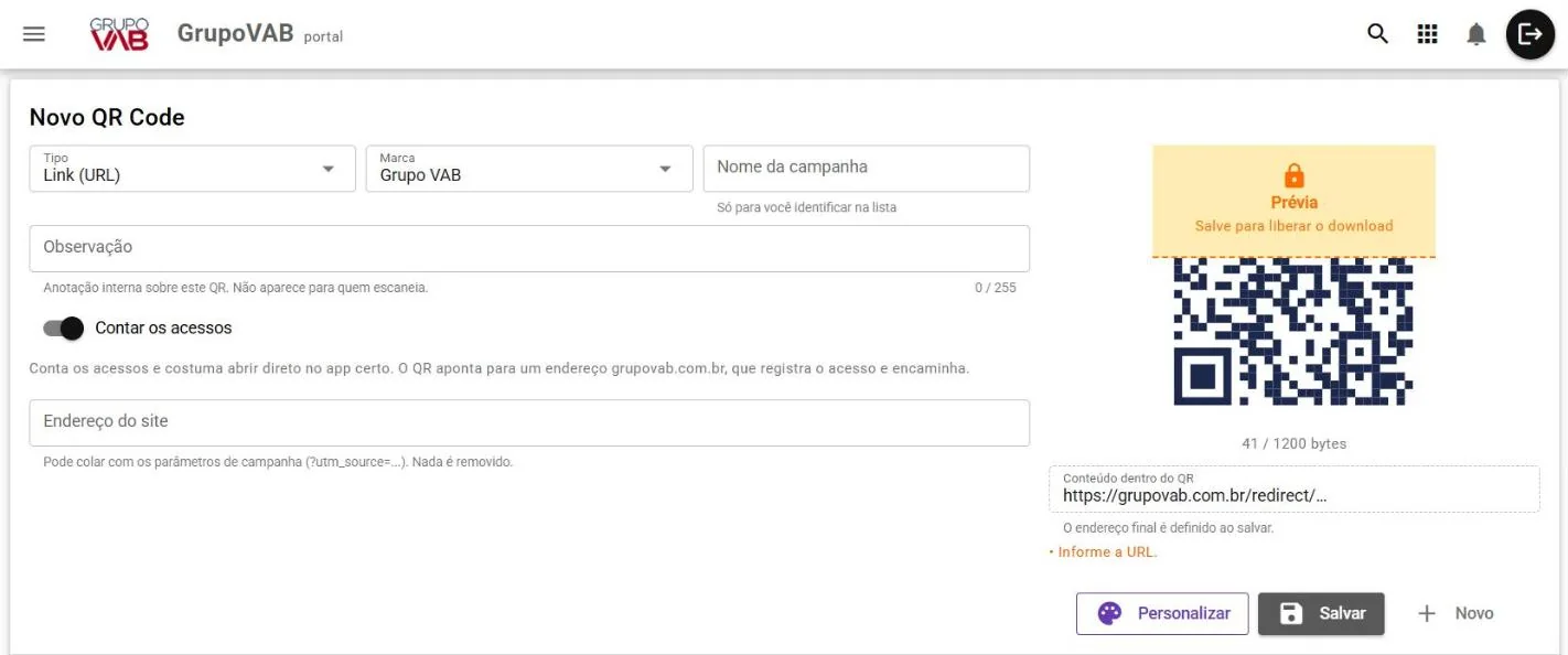 Gerador de QR Code com a identidade da marca