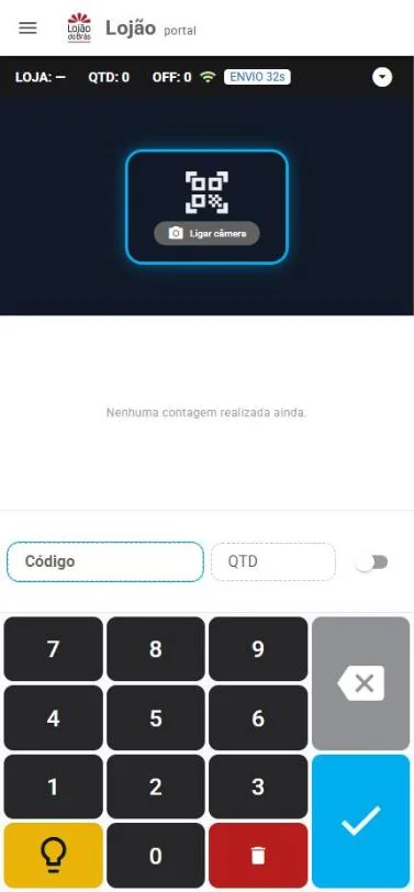 Coletor do balanço lendo códigos pelo celular